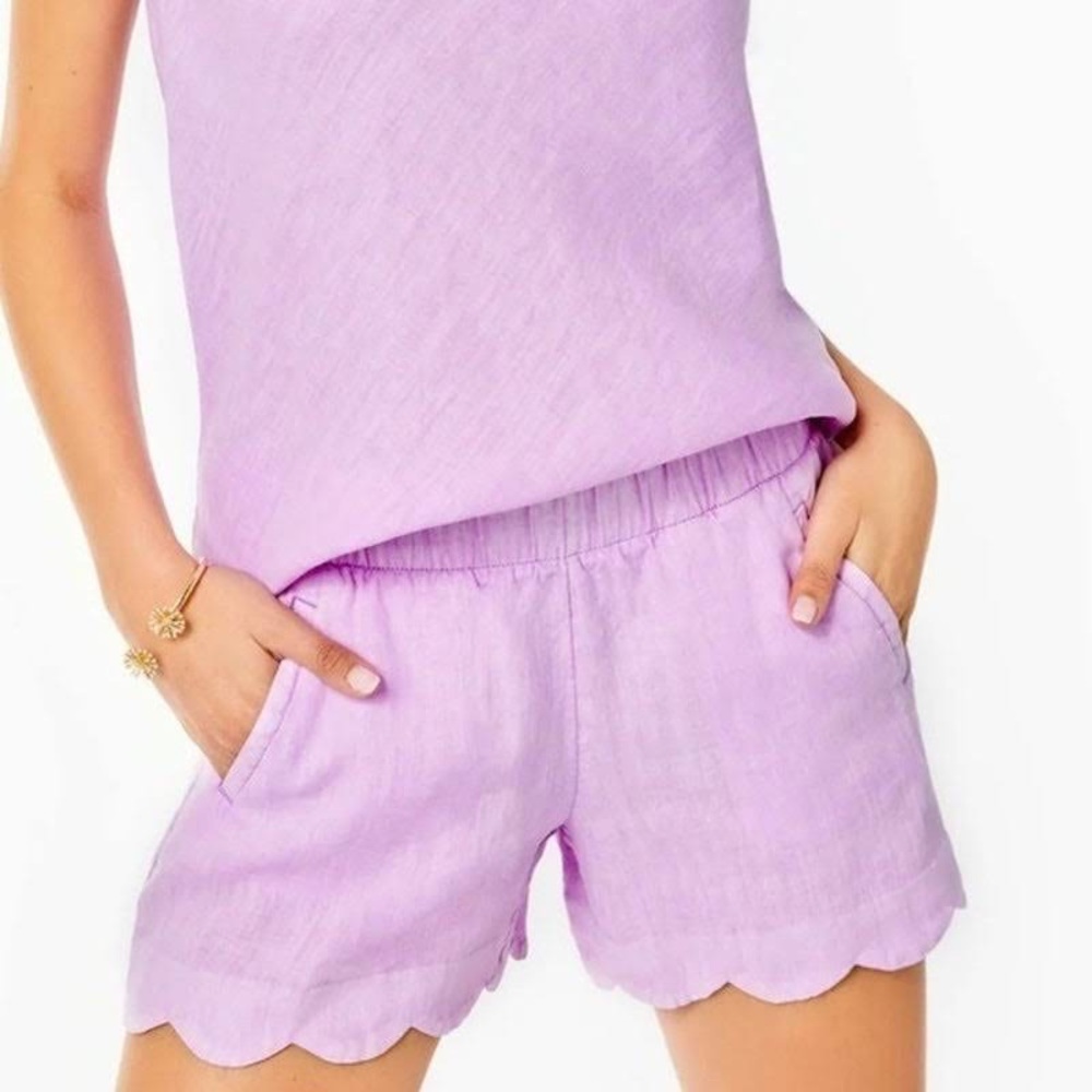 NWT Lilly Pulitzer Brea Linen Shorts in purple iris size xxs